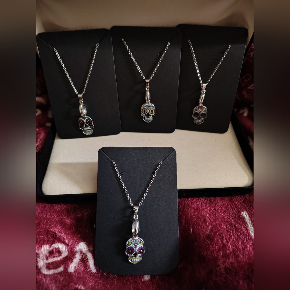 🖤💀💀💀HANDMADE Day of The Dead SKULL CANDY NECKLACE PENDANT 💀💀💀  $15